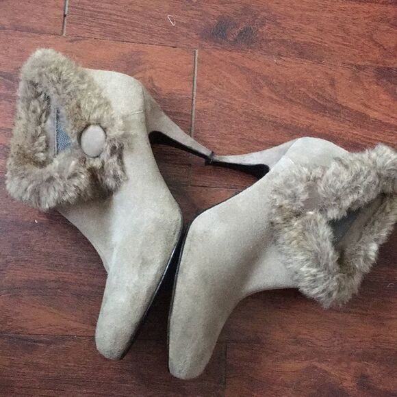 VINTAGE tan suede leather fur boot - Picture 14 of 15